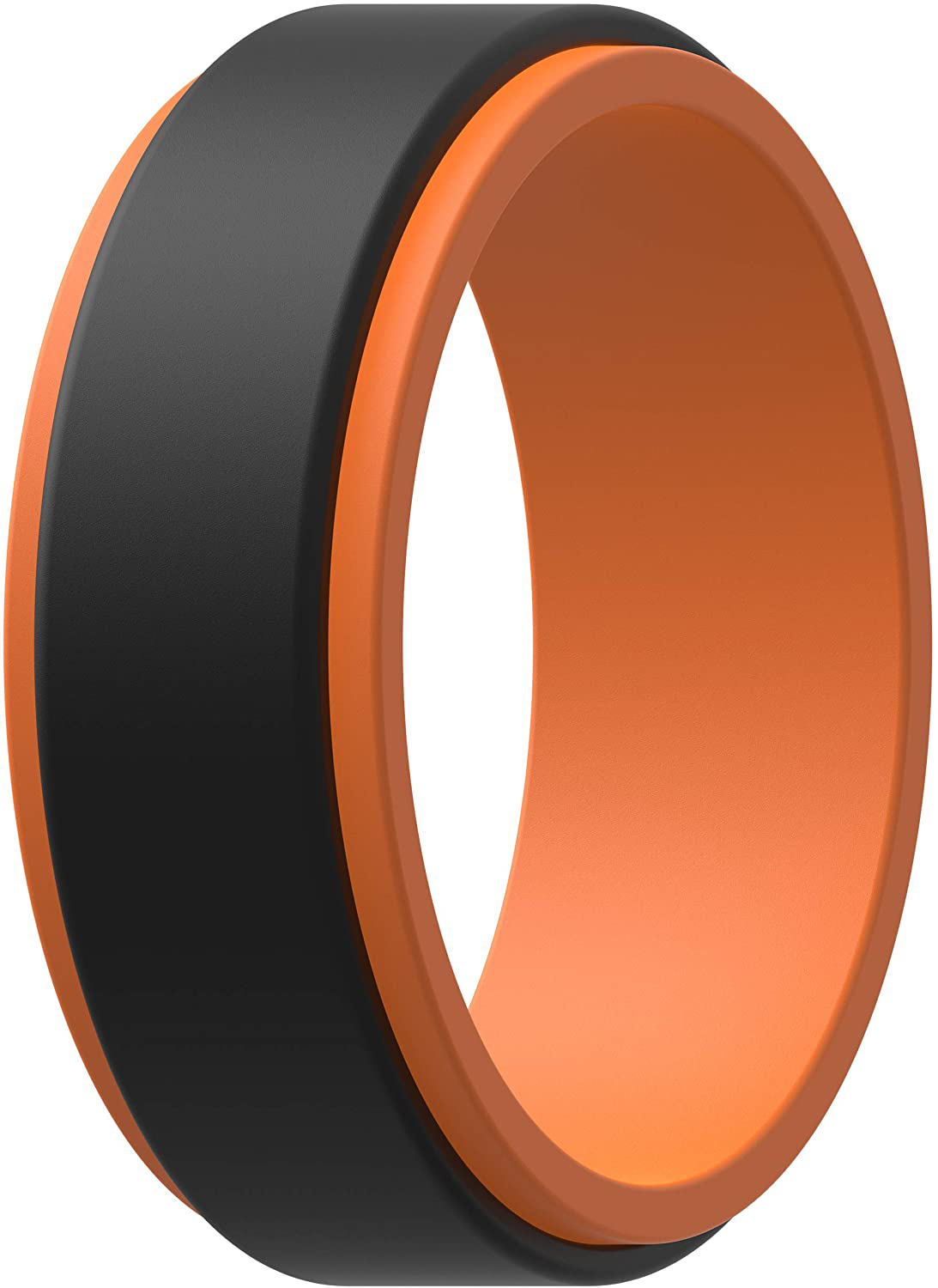 ThunderFit Silicone Wedding Rings for Men, 2 Layers Step Edge - 8mm Width - 2mm Thick