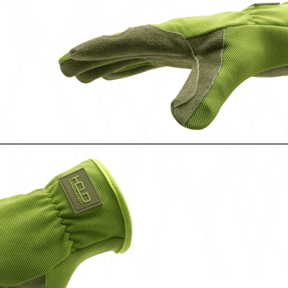 Leather Work Gloves for Men & Women, 2 Pairs Cowhide Gardening Gloves Utility Work Gloves for Mechanics, Construction, Driver (L, Green)