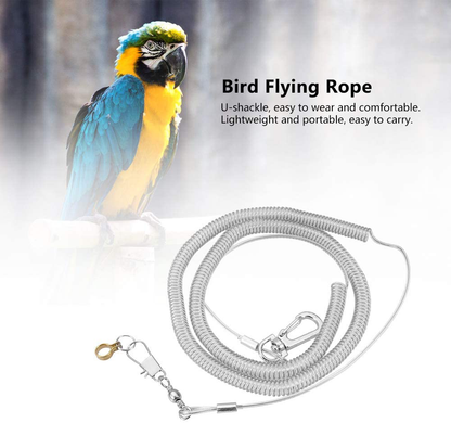 6m Bird Anti-bite Flying Training Rope Leash Kits Random Color for Parrot Cockatiels Starling Birds(Foot Ring Dia. 8.5mm)
