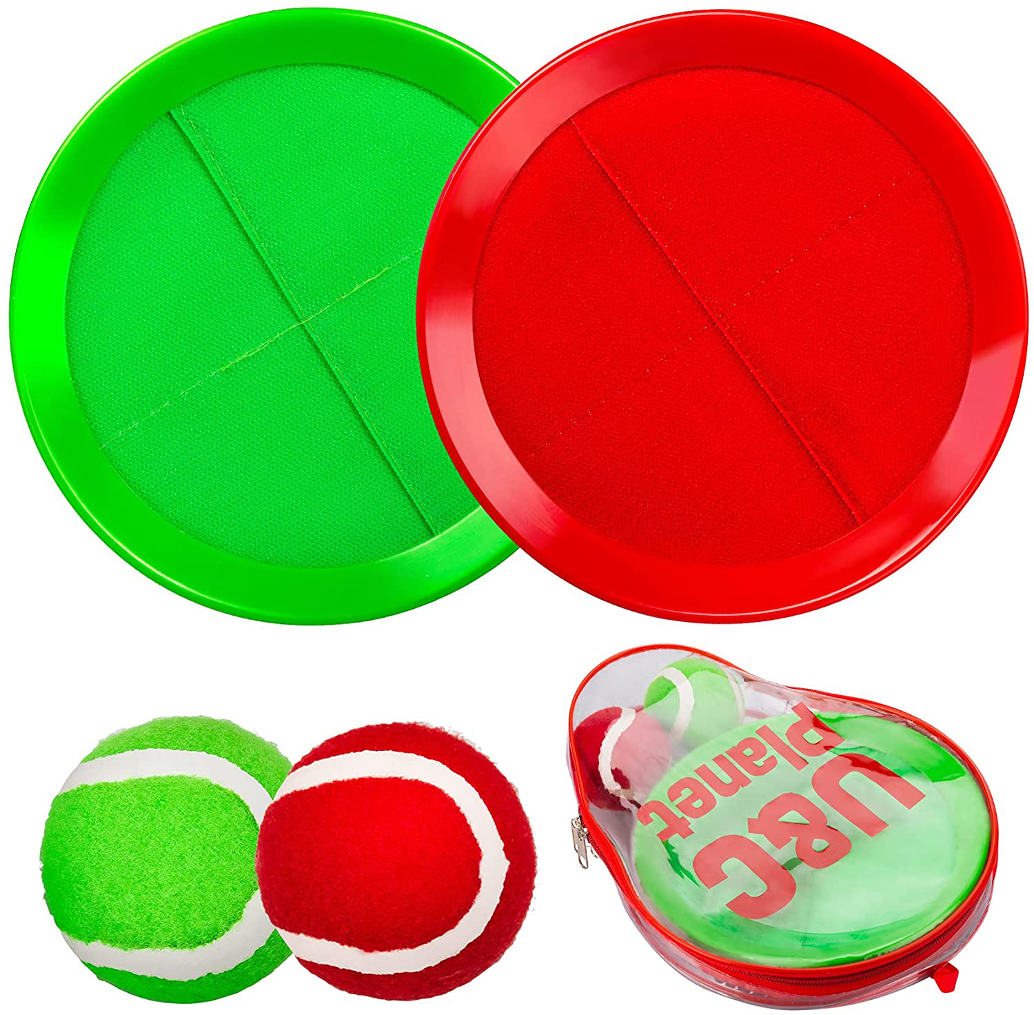 U&C Planet Toss and Catch Ball Set for Kids Adults Toss and Catch Paddle Game Beach Outdoor Indoor 2 Sticky Paddles 2 Balls and 1 Bag (8 inches Paddle)