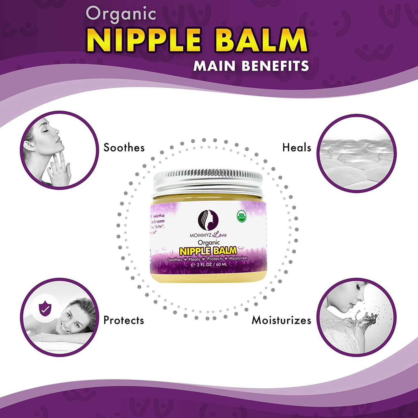 Best Nipple Cream for Breastfeeding Relief (2 oz) - Provides Immediate Relief To Sore, Dry And Cracked Nipples Even After A Single Use - PEDIATRICIAN TESTED - USDA Certified Organic (1 Jar)
