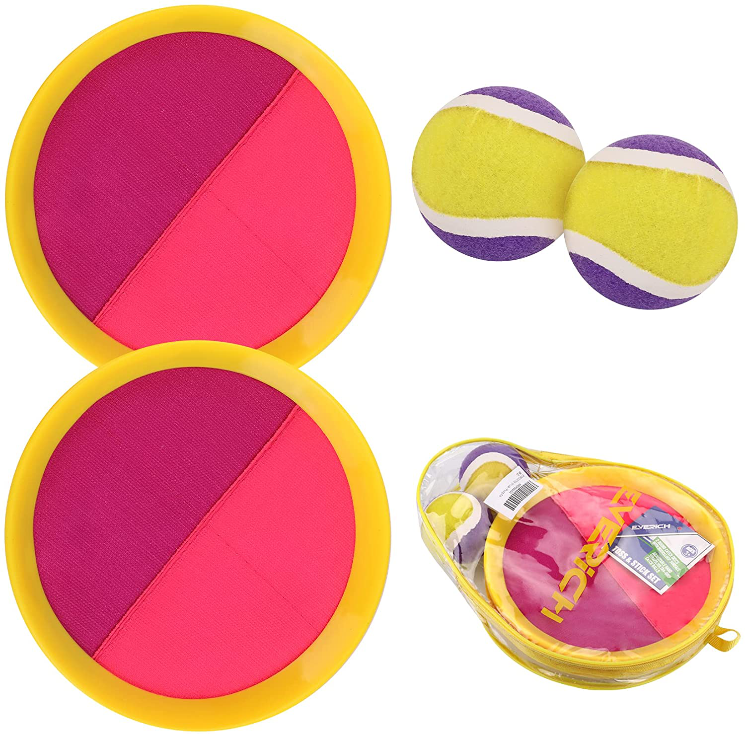 U&C Planet Toss and Catch Ball Set for Kids Adults Toss and Catch Paddle Game Beach Outdoor Indoor 2 Sticky Paddles 2 Balls and 1 Bag (8 inches Paddle)