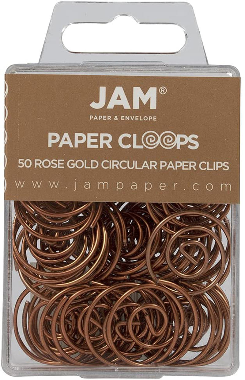 JAM PAPER Circular Paper Clips - Round Paperclips - Teal - 50/Pack