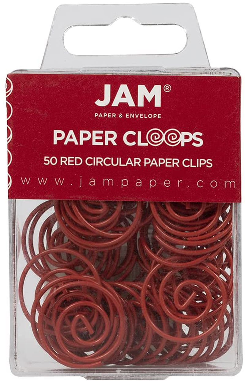 JAM PAPER Circular Paper Clips - Round Paperclips - Teal - 50/Pack