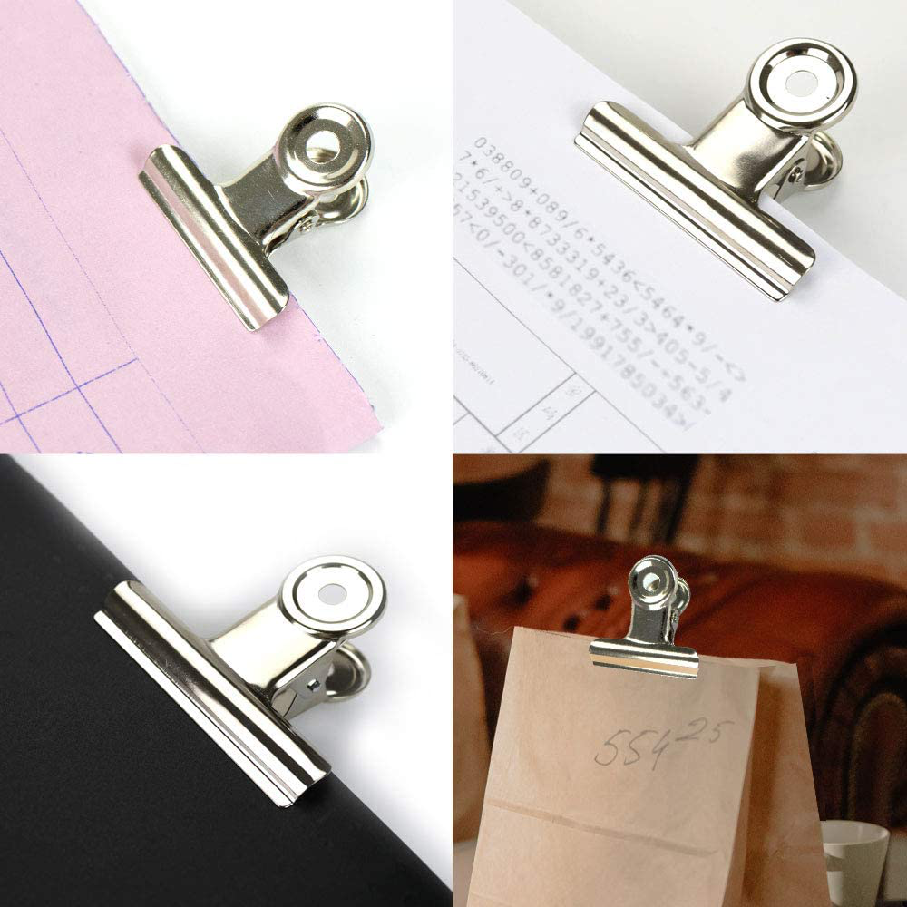 20Pcs Metal Bulldog Clips 4 Sizes 3" 2.5" 2" 1.5" Stainless Steel Heavy Duty Metal Hinge Clips for Chip Paper Food Bags Office Home