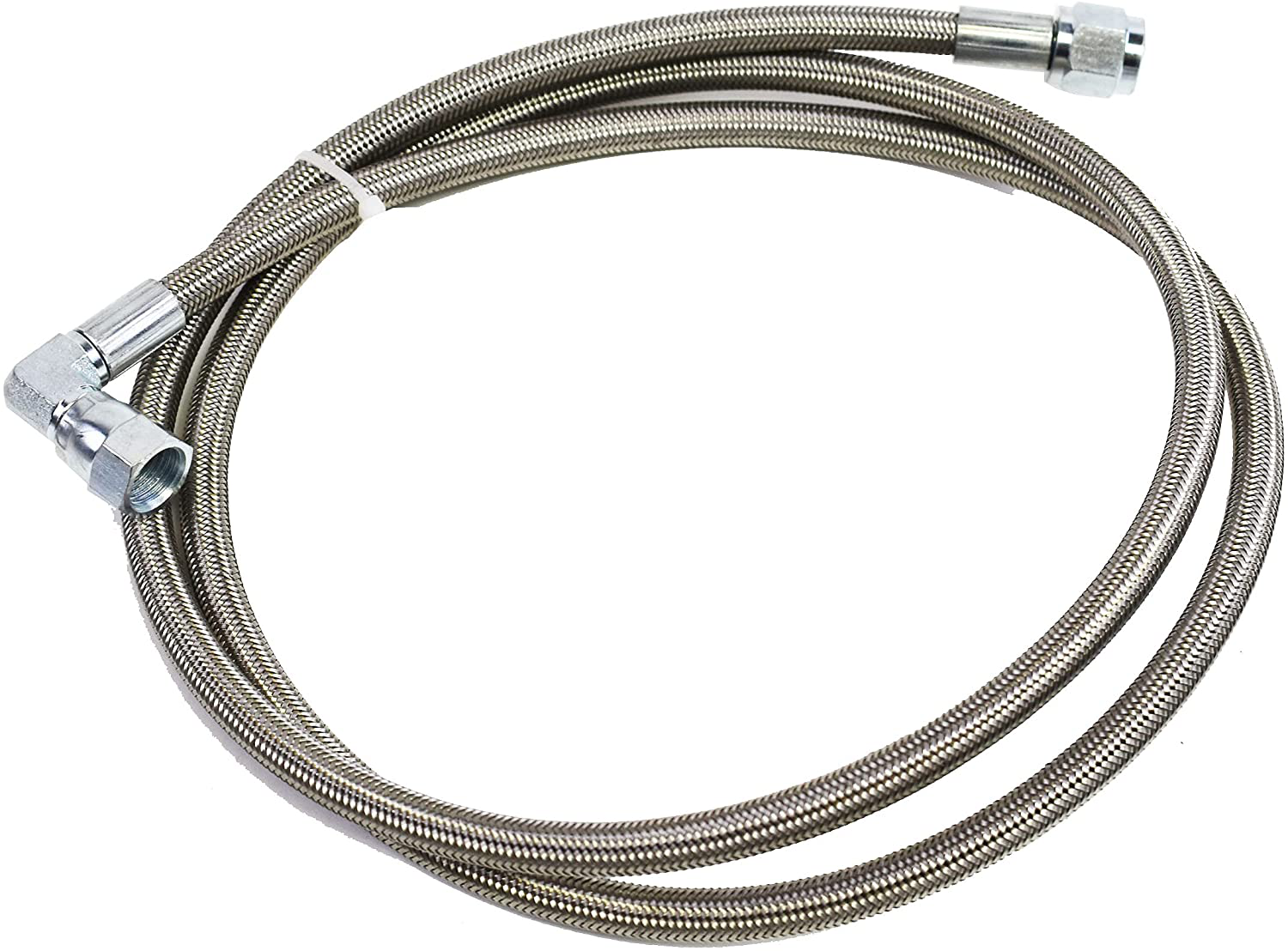 A-Team Performance Steel Braided Turbo Oil Feed Line 60" Length -4AN 90 degree straight Hose End Pressure Stainless Remote Turbocharger Sensor Teflon 4 AN