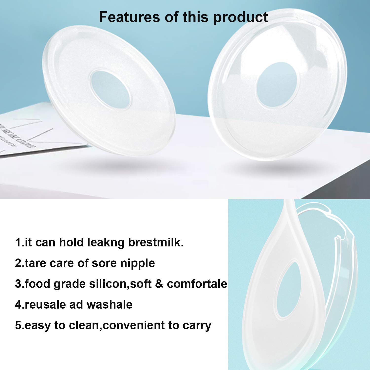 Upgrade Version Breast Shells Nipple Shield with Anti-Flow Stopper Therapy Comfort for Sore Leaking Breast aFeeding Nursing Mother BPA Free Food Grade Silicon Breastmilk Saving (2 Shells)