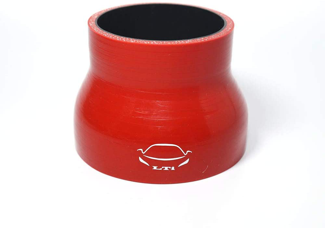 LTI Universal 51mm to 63mm 4-Ply Reinforced High Performance 2" to 2.5" ID Straight Reducer Silicone Hose Coupler (2"-2.5" Red)