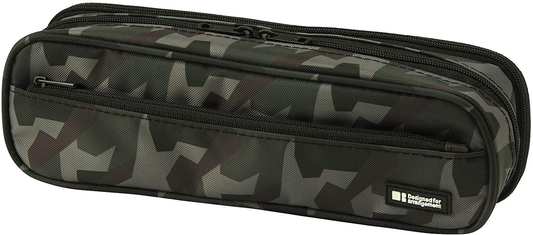 LIHITLAB Slim Double Pen Case, 9.4" x 2.4" x 3", Green Camo (A7557-131)