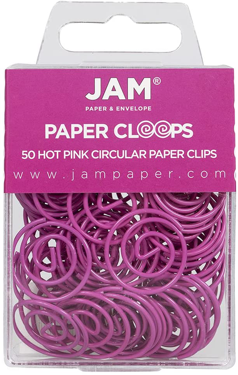 JAM PAPER Circular Paper Clips - Round Paperclips - Teal - 50/Pack