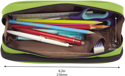LIHITLAB Slim Double Pen Case, 9.4" x 2.4" x 3", Green Camo (A7557-131)