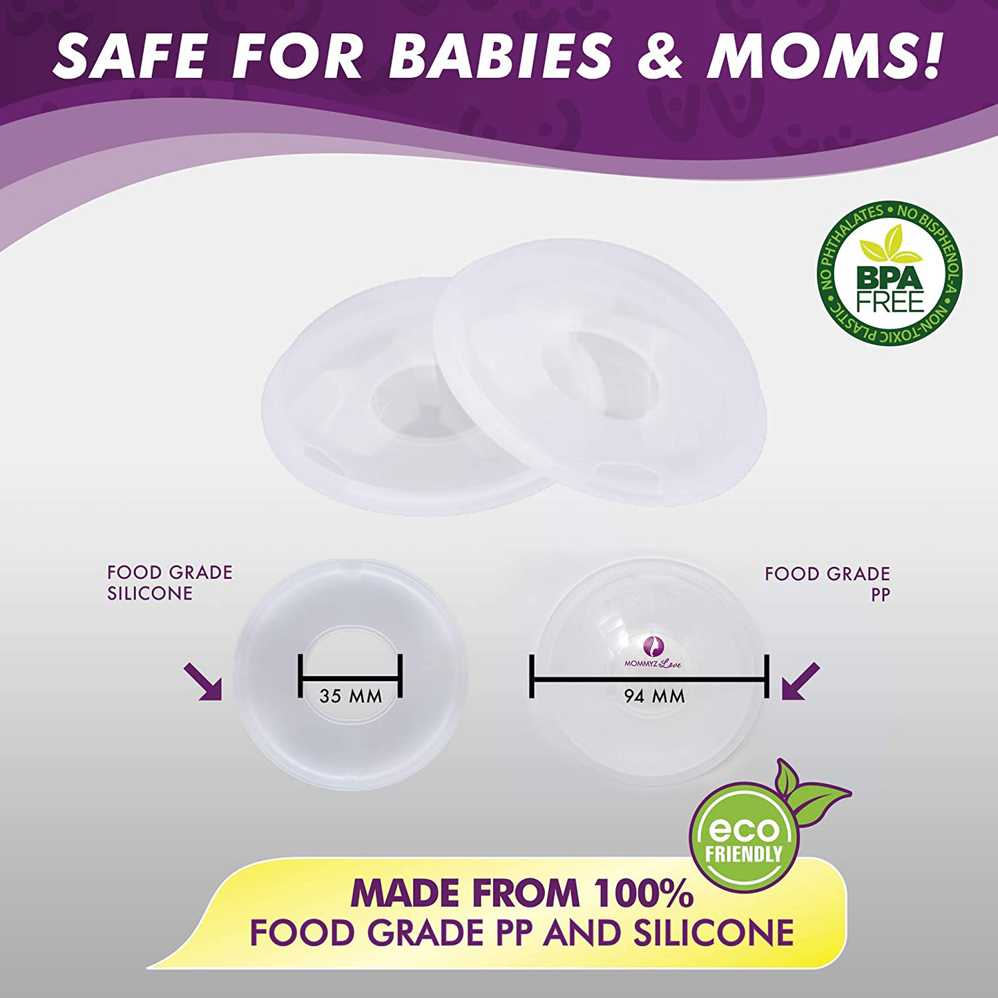 Breast Shell & Milk Catcher for Breastfeeding Relief (2 in 1) Protect Cracked, Sore, Engorged Nipples & Collect Breast Milk Leaks During The Day, While Nursing or Pumping (4 Pack)