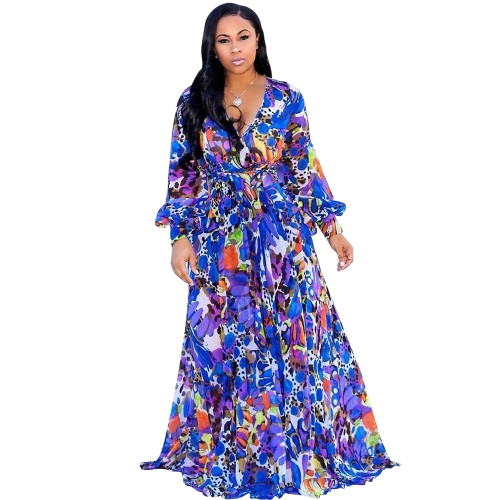 Chiffon Print Plus Size Dress