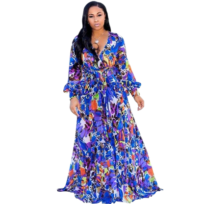 Chiffon Print Plus Size Dress