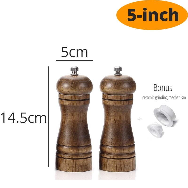 Salt and Pepper Mill, Wood Pepper Shakers