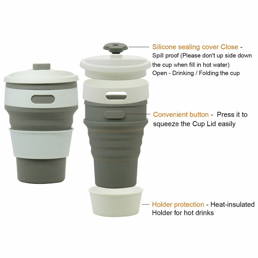 Coffee Mugs Travel Collapsible Silicone Cup