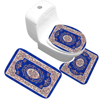 3 Piece Set Classical Pattern Toilet Cover Foot Pad