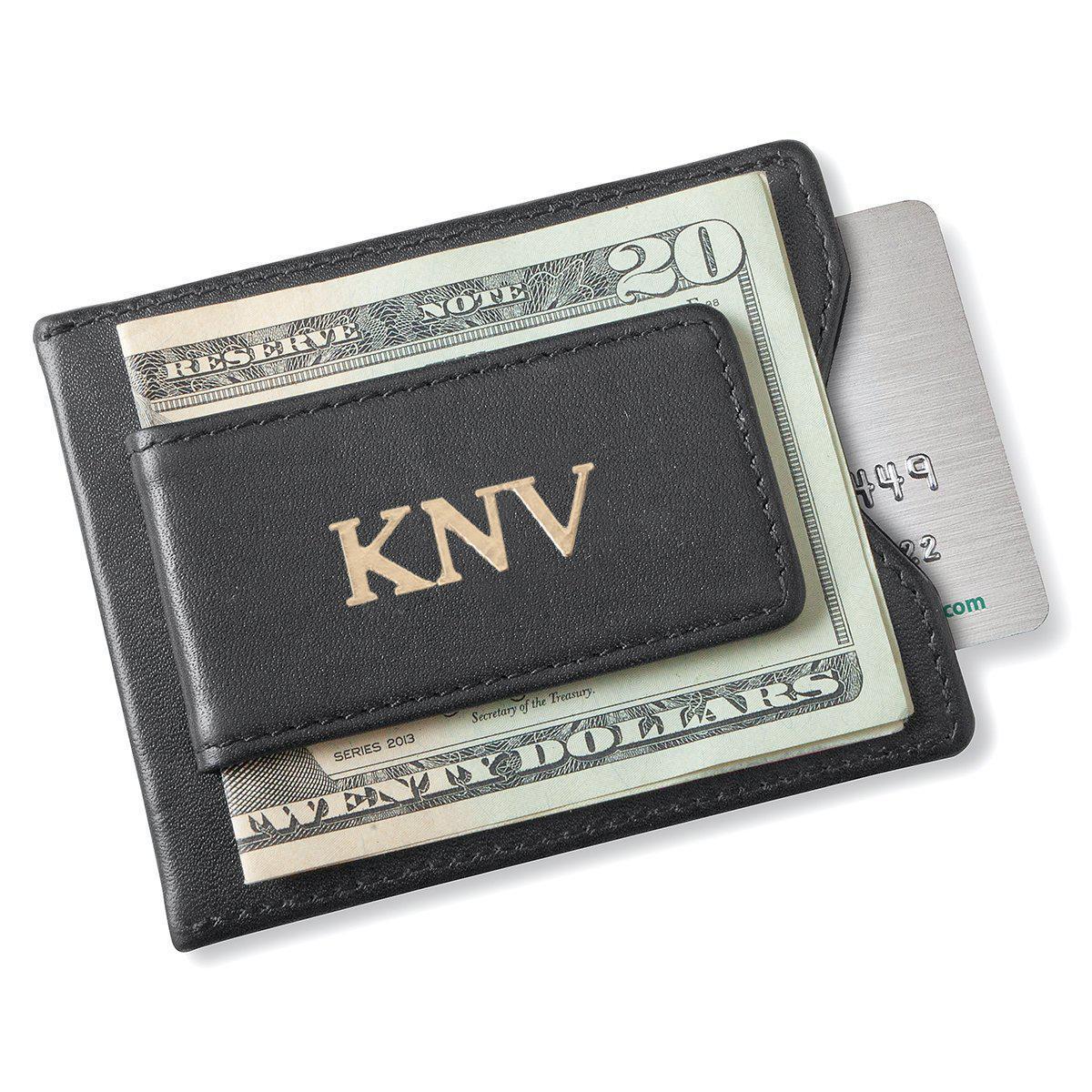 Personalized Wallet - Magnetic Money Clip - Black