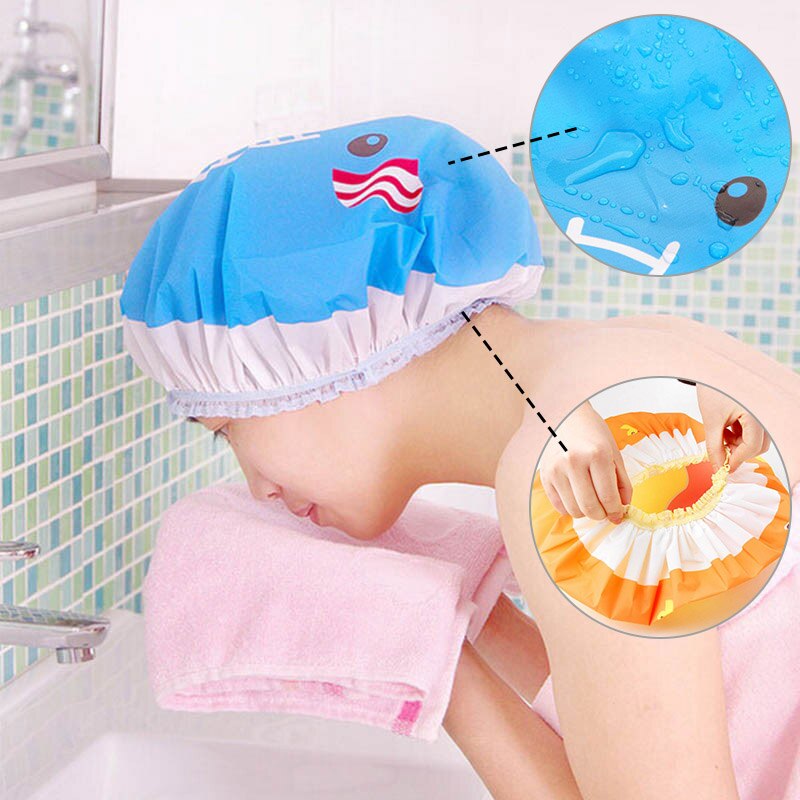 Cartoon Shower Bath Cap Hat for Baths SPA Cap