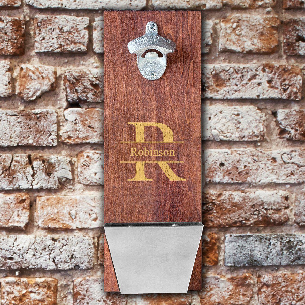 Personalized Wood Cap Catching Bottle Opener