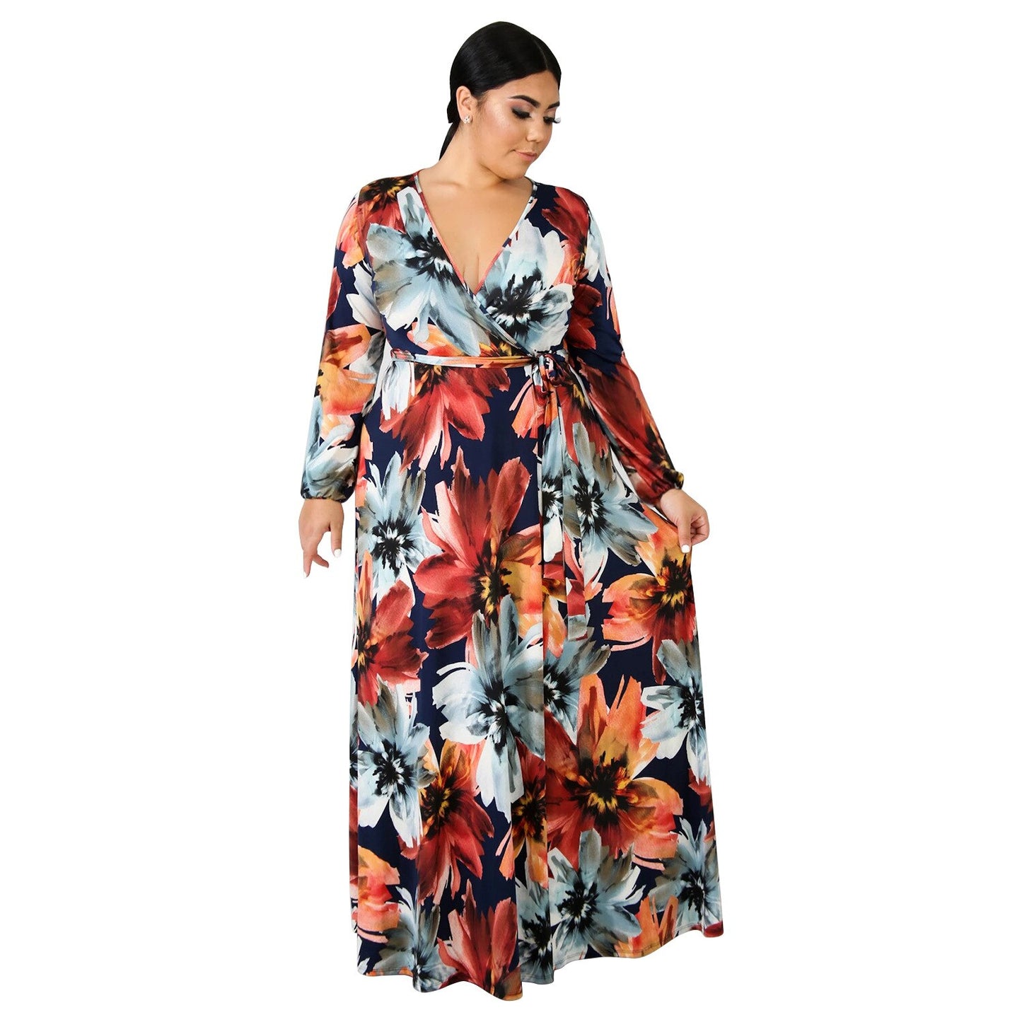 Chiffon Print Plus Size Dress