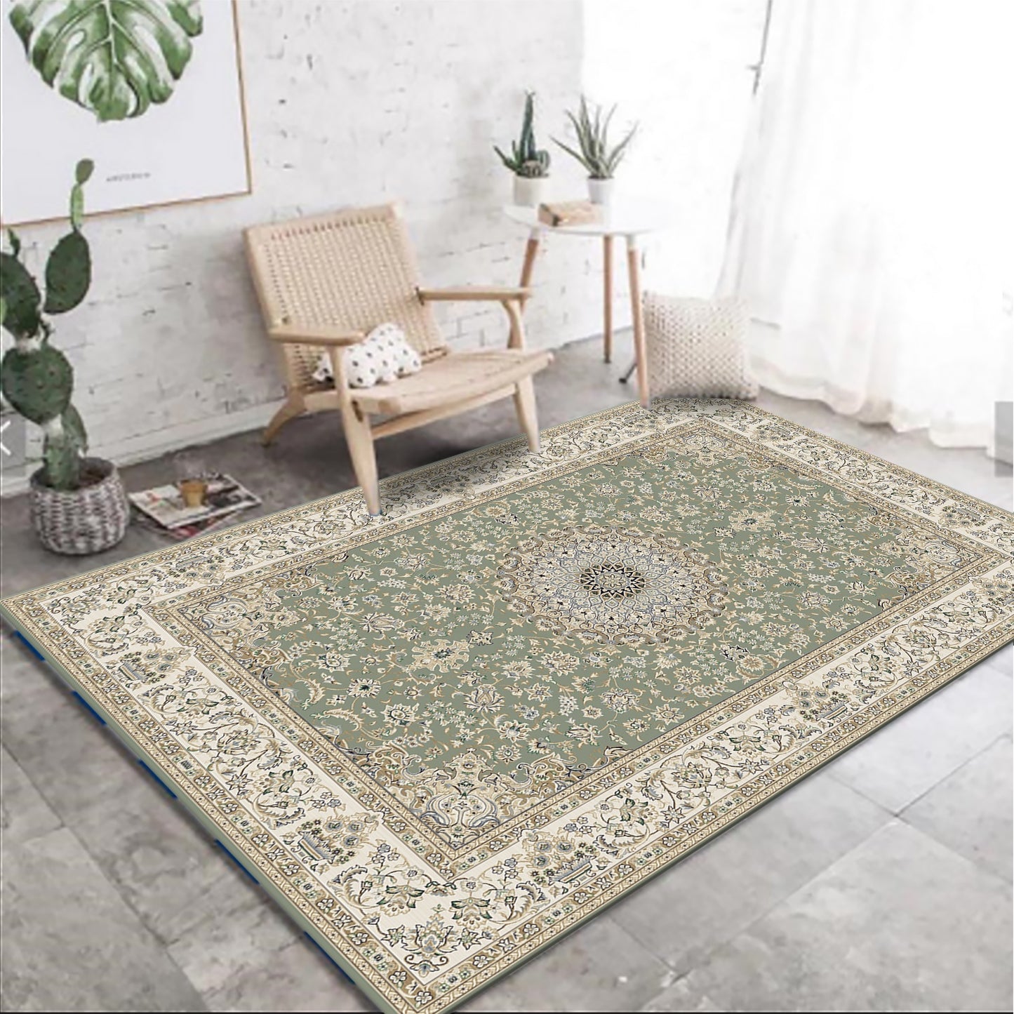 Foreign Style Plain Chenille Polyester Bedroom Rug Carpet