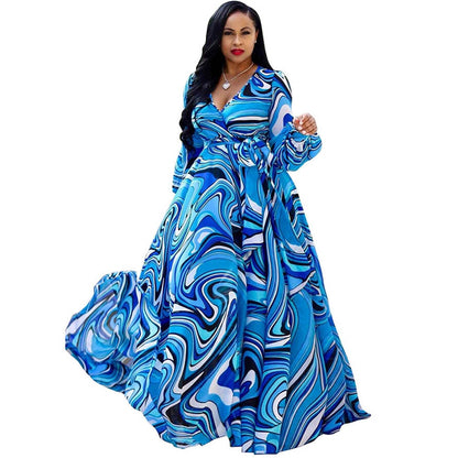 Chiffon Print Plus Size Dress