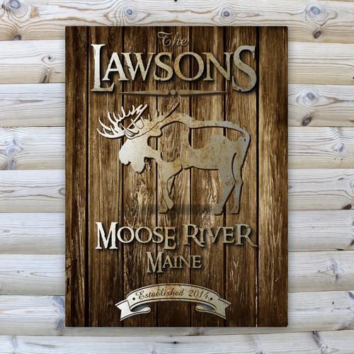Rustic Wood Cabin Canvas Sign