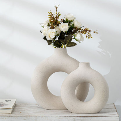 Nordic Ceramic Vase for Pampas Grass Donuts Flower Pot