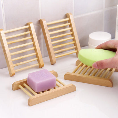 2pcs Portable Soap Dishes Natural Wood Soap Tray Holder