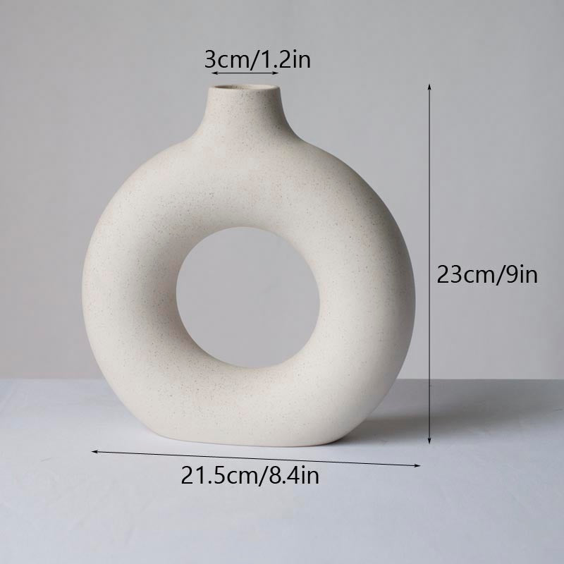 Nordic Ceramic Vase for Pampas Grass Donuts Flower Pot