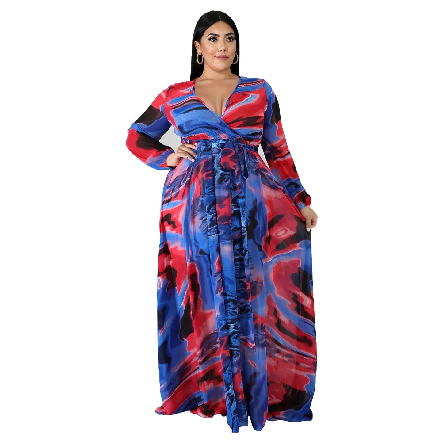 Chiffon Print Plus Size Dress