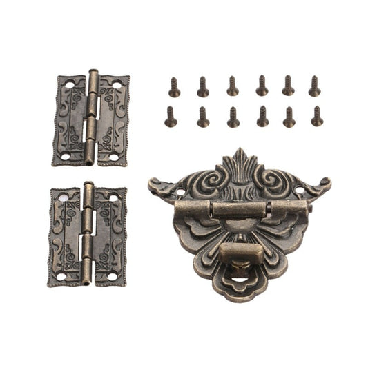 2Pcs Cabinet Hinges+1pc Antique Bronze Jewelry