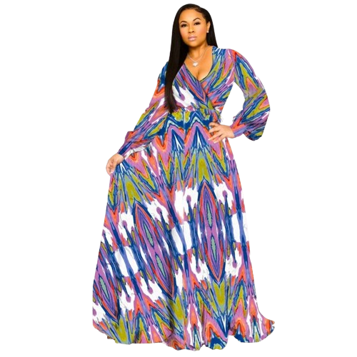 Chiffon Print Plus Size Dress