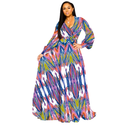 Chiffon Print Plus Size Dress