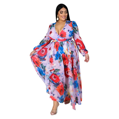 Chiffon Print Plus Size Dress