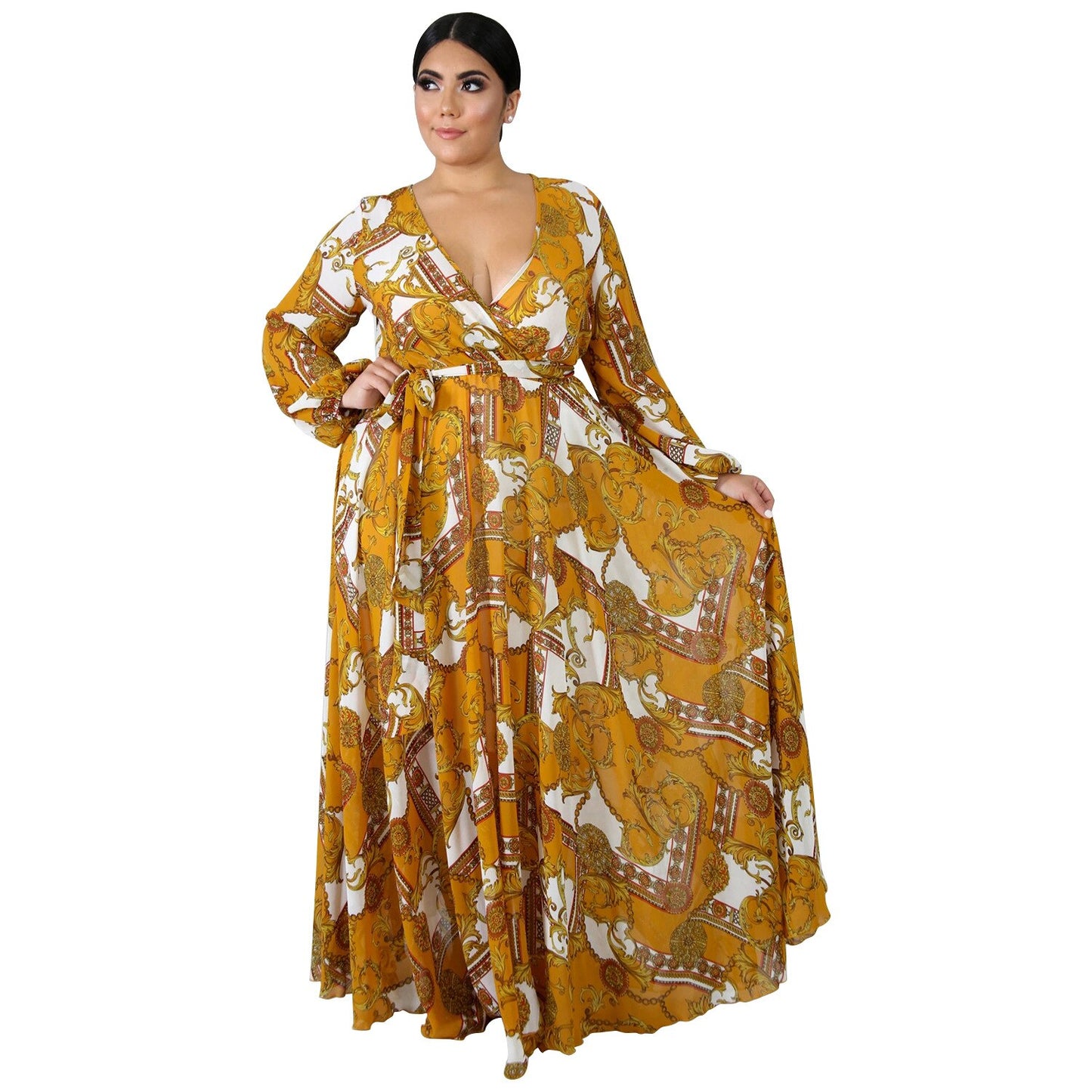 Chiffon Print Plus Size Dress