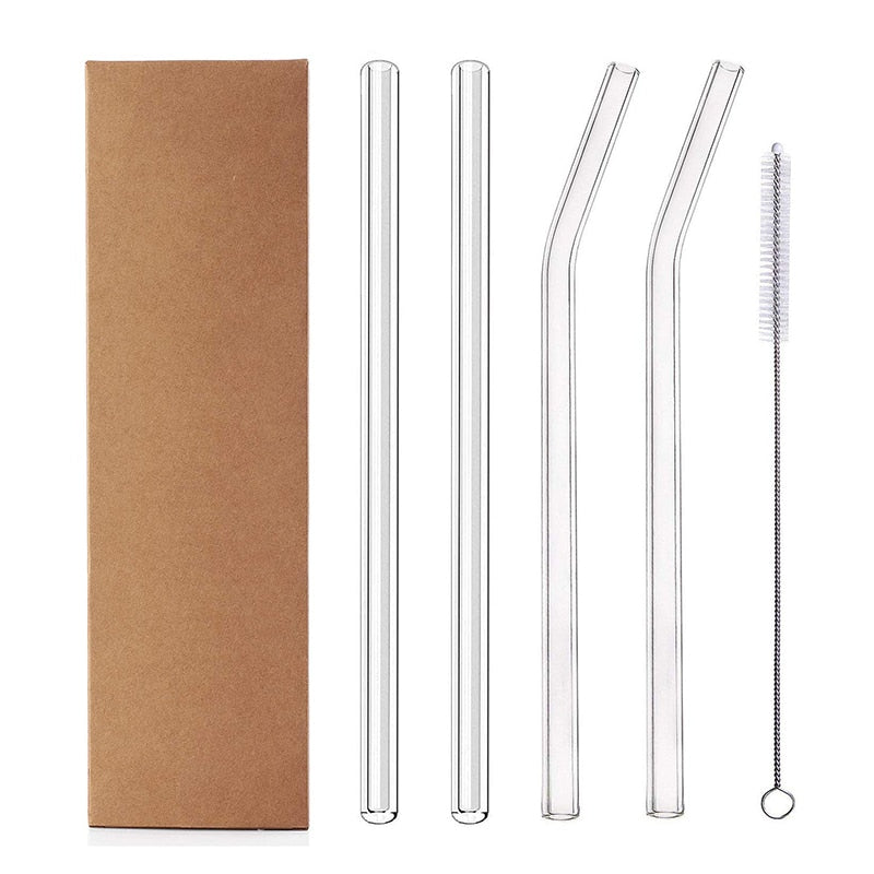 Reusable Glass Drinking Straws With Brush
