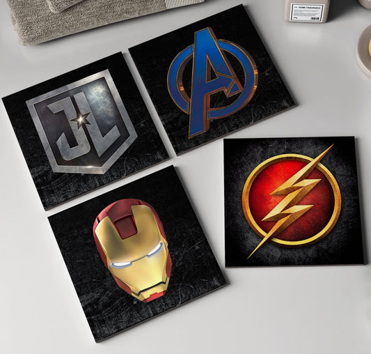 Set of 2 Hero Emblem Ceramic Coasters | by Trebreh Designs
