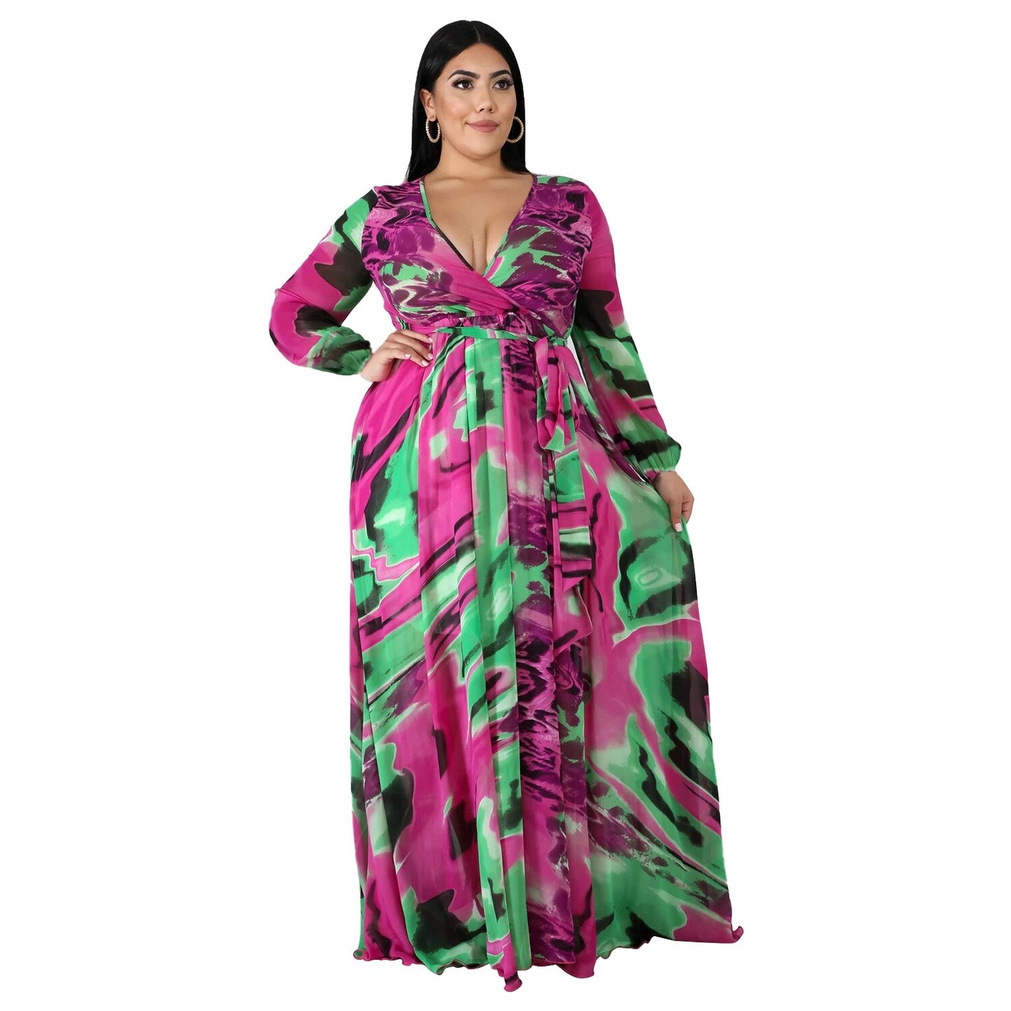 Chiffon Print Plus Size Dress