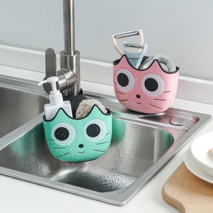 Cute Cat Shape Sink Shelf Soap Sponge Drain Rack