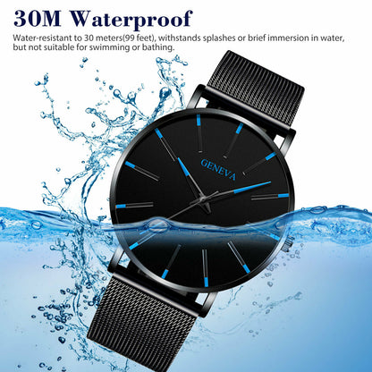 Waterproof Men's Watch Stainless Steel Quartz Analog Wristwatches Sport Fashion