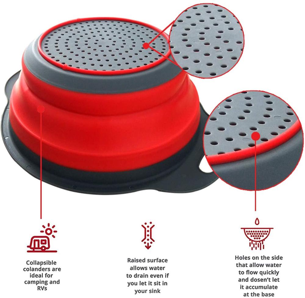 2 Pieces Foldable Silicone Collapsible Kitchen Colander