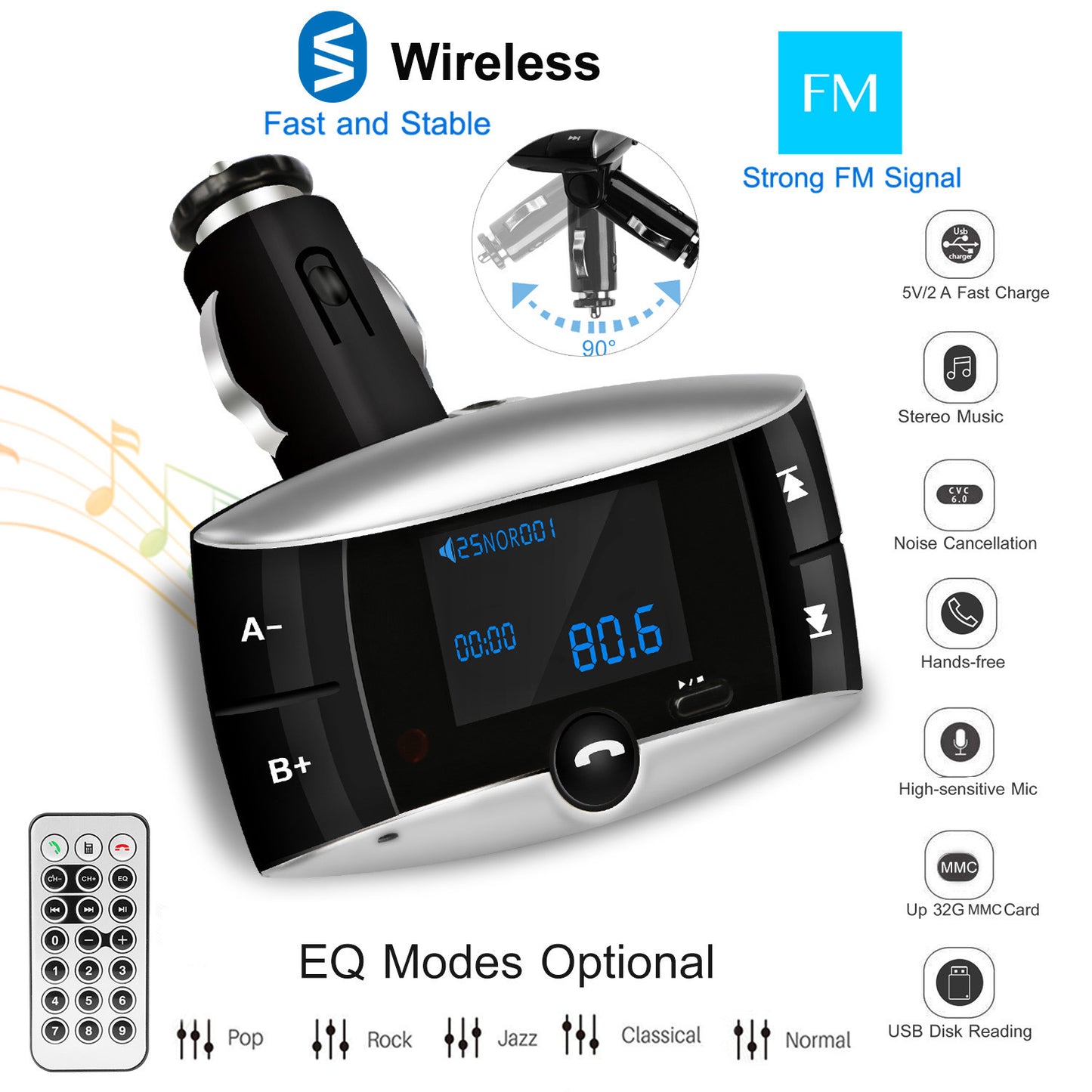 Car Wireless FM Transmitter USB Charger