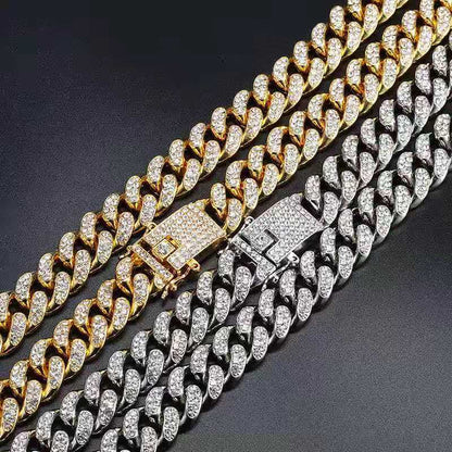 Hip Hop  Cuban Link Chain Set Necklace +Watch