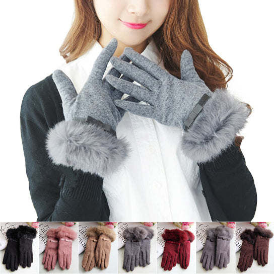 Faux Fur Lining Touch Smart Gloves