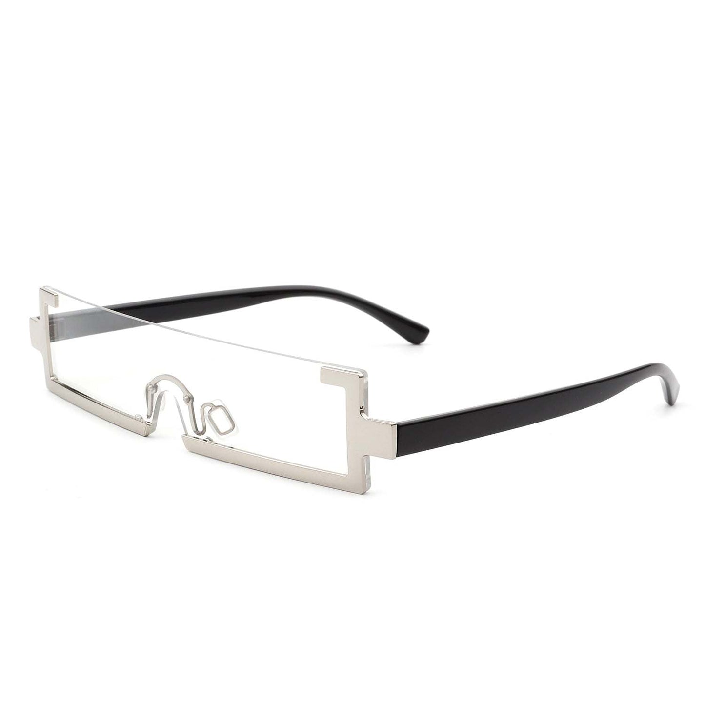 Retro Rectangular Narrow Half Frame Vintage Slim Sunglasses
