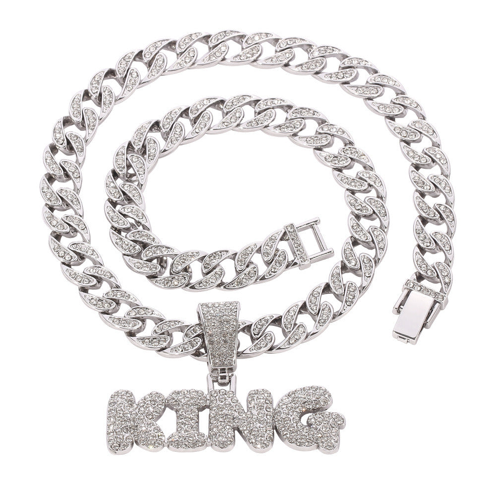 Hip Hop Diamond King Letter Pendant Necklace