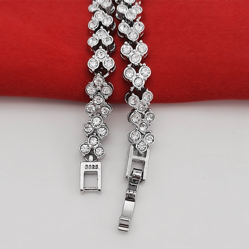 Diamond Zircon Roman Heart Bracelet