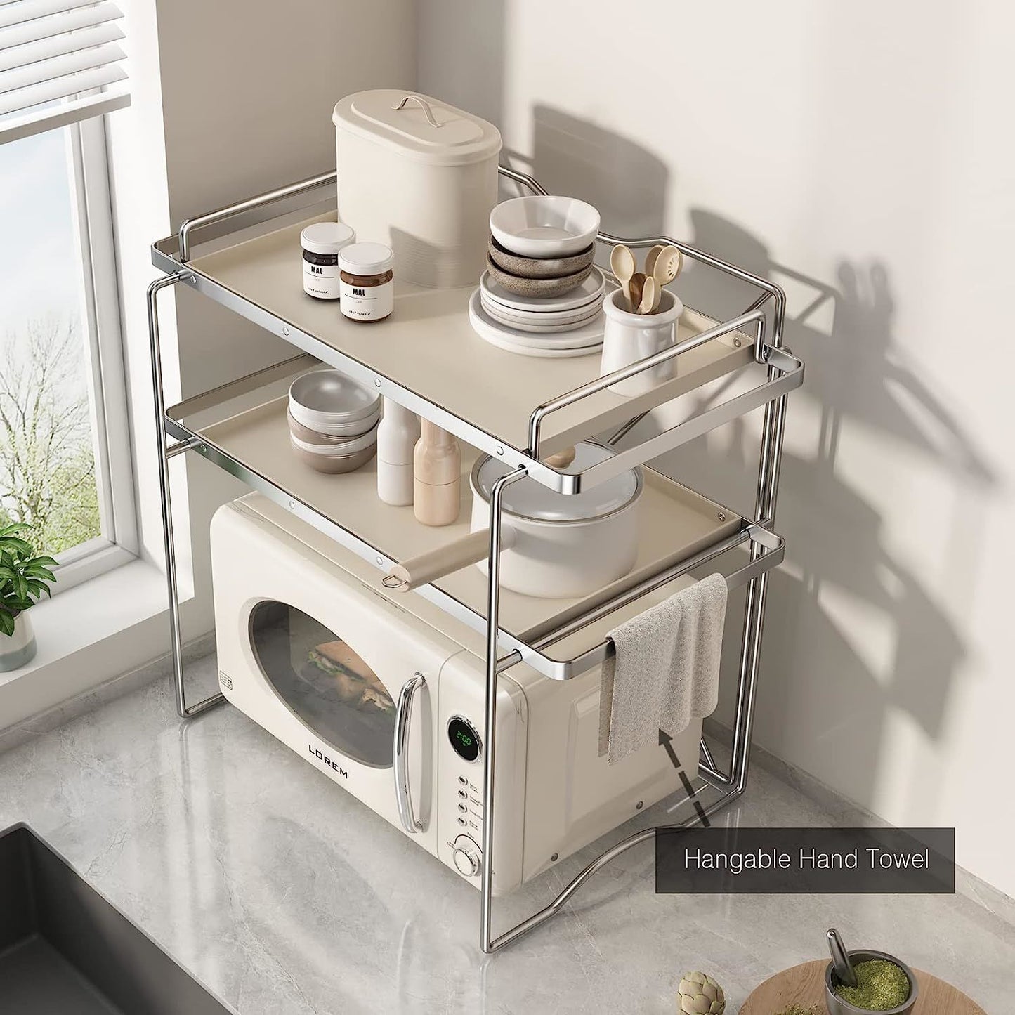 Microwave Shelf with Serving Tray